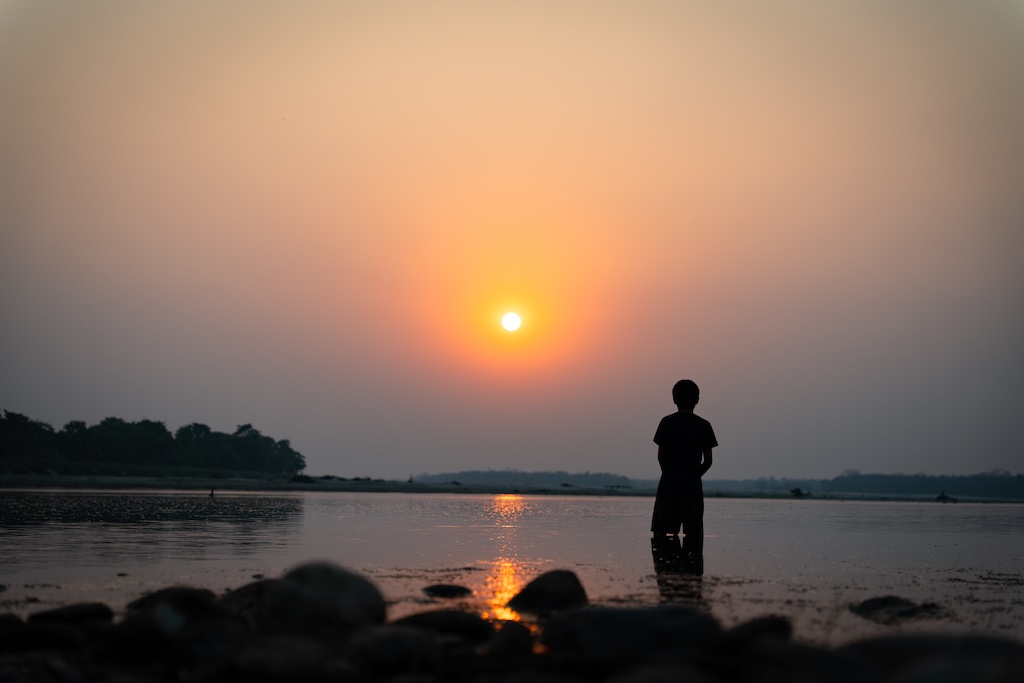 Golden hour at Rapti River in Meghauli, Chitwan