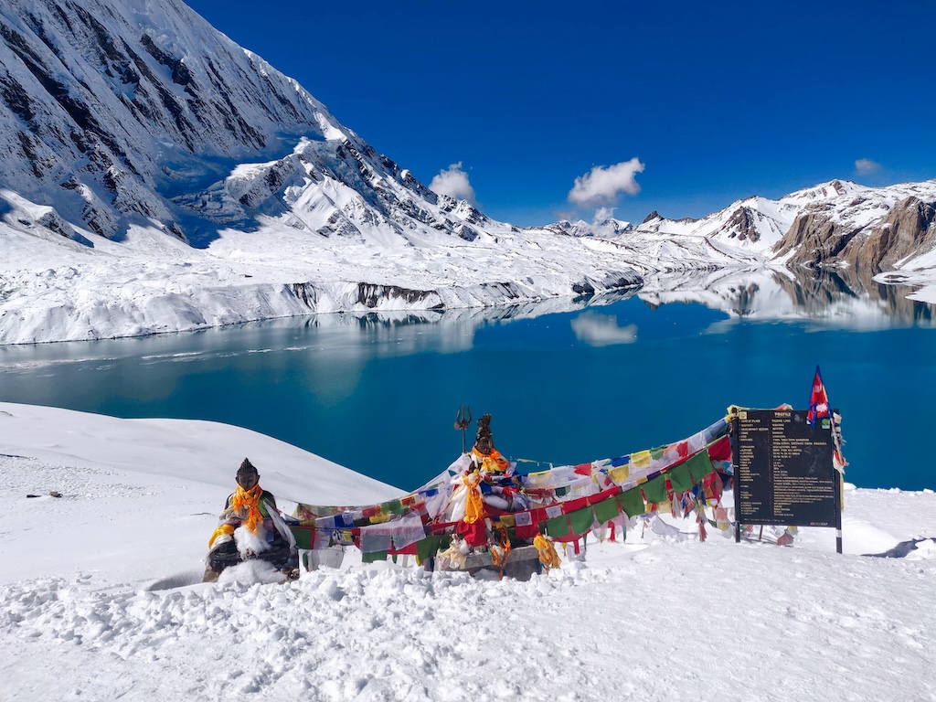 Snowy Tilicho Lake in April