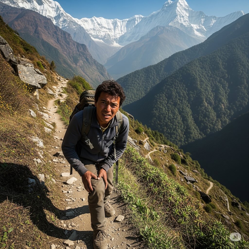 Trekker with knee issue, struggling to walk on the trek