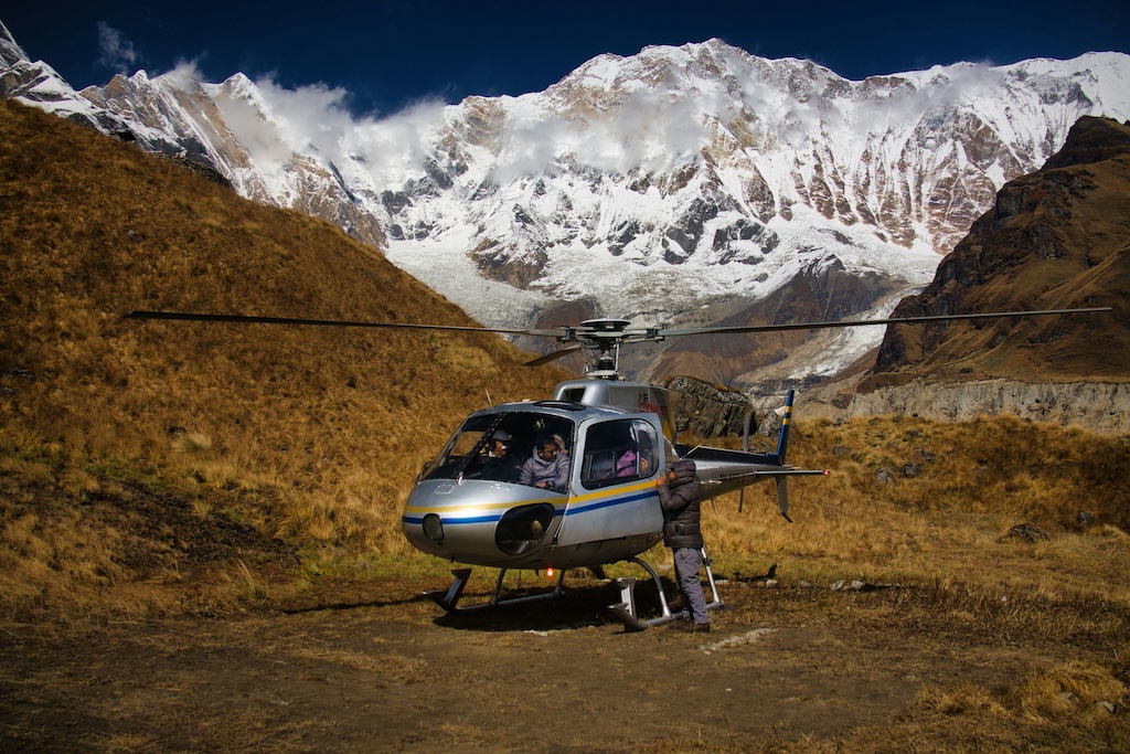 Helicopter at Annapurna Base Camp. Annapurna Base Camp Helicopter Tour is among the most popular helicopter tours in Nepal.
