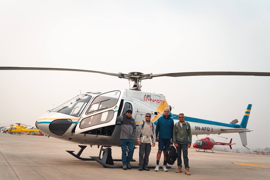 Trekkers onboarding the helicopter flight from Kathmandu to Lukla