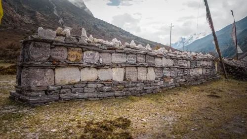 Mani Walls with carved Buddhist mantras
